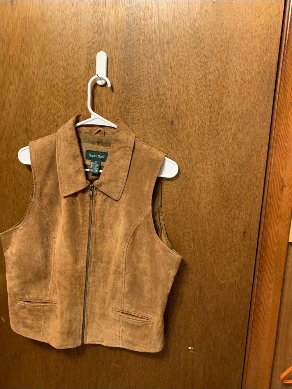 Hunt Club Suede Zip-Front Vest in Cognac Brown